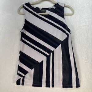 Chico’s Travelers Open Knit Sleeveless Top Women’s Sz Small Blue‎ White Beachy